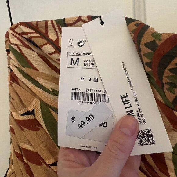 Zara Set, Maxi Skirt and Tube Top, Tropical, Top = Size M, Skirt = Size S - Picture 3 of 4